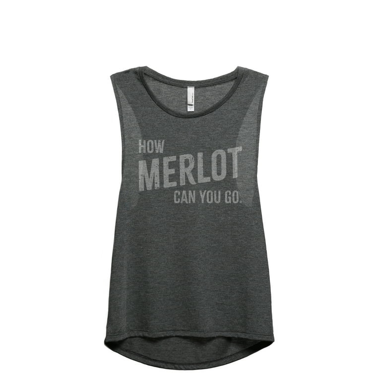 How Merlot Can You Go Women's Fashion Sleeveless Muscle Workout Yoga Tank  Top Charcoal Grey Small