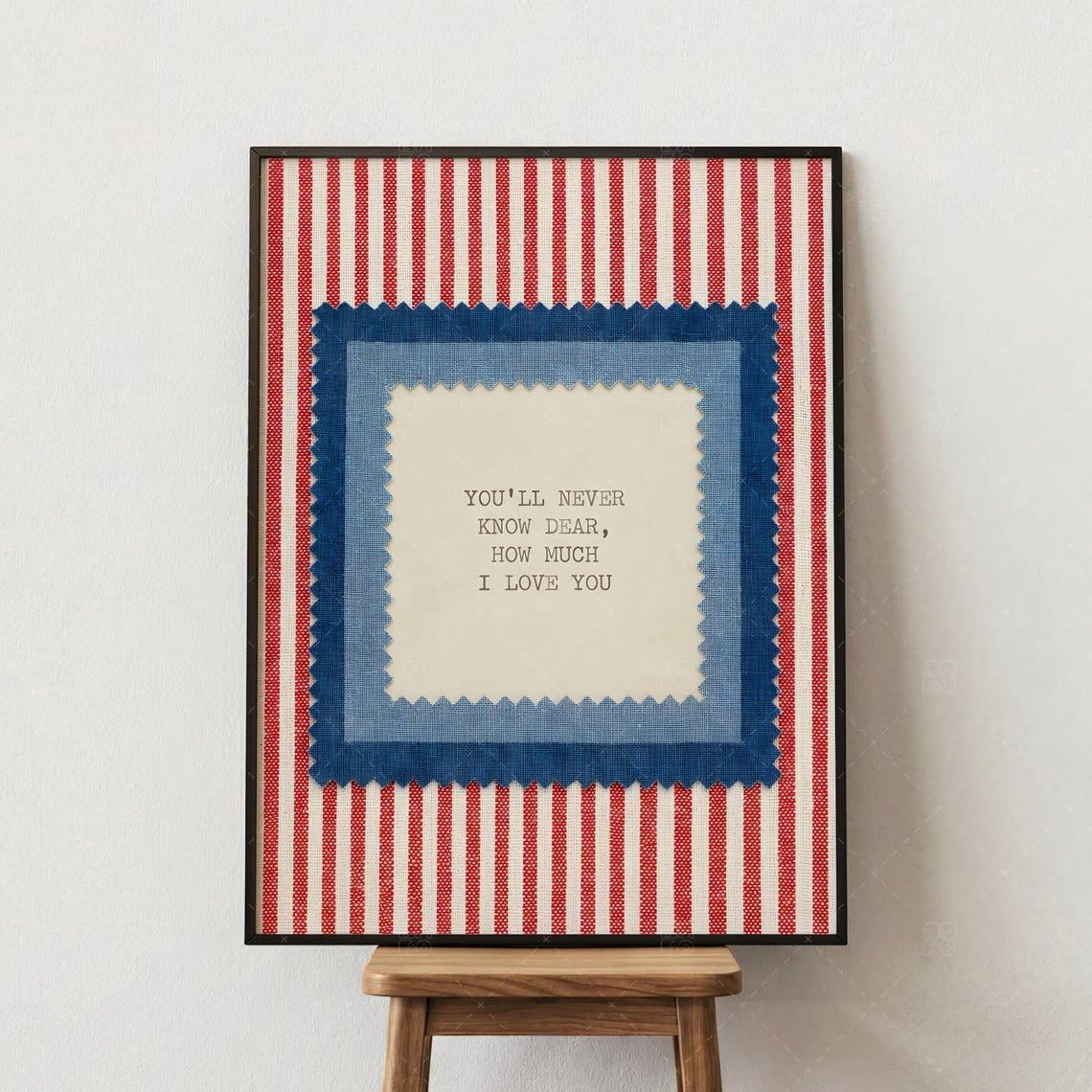 How Much I Love You Quote Poster, Romantic, Red White Blue Striped ...