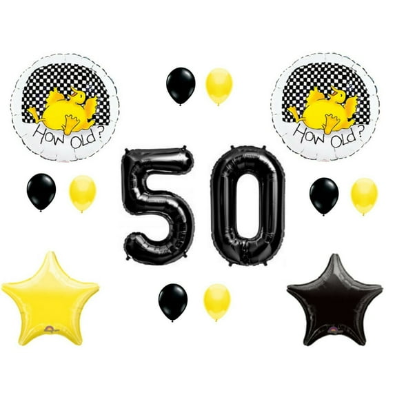 How Old? 50th Birthday party balloons decorations Duck Over The Hill Fifty