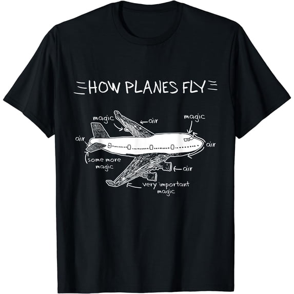 How Planes Fly Aerospace Engineering T-Shirt | Aviation Tee T-Shirt Black 2X-Large
