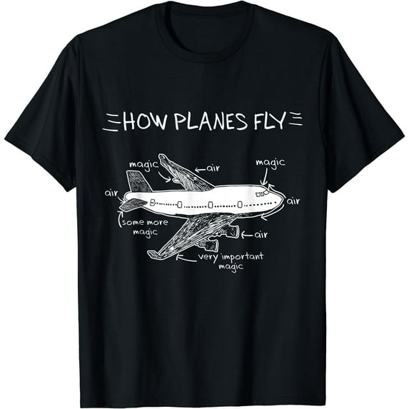 How Planes Fly Aerospace Engineering T-Shirt | Aviation Tee T-Shirt Black 3X-Large