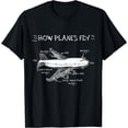 thumbnail image 1 of How Planes Fly Aerospace Engineering T-Shirt | Aviation Tee T-Shirt Black Small, 1 of 4