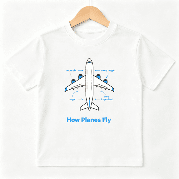 How Planes Fly Airplane Diagram Boys Graphic Tee Educational Science School Student Gift 100% Cotton Kids Short Sleeve T-Shirt