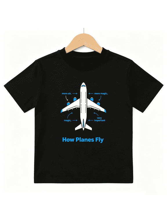 How Planes Fly Airplane Diagram Boys Graphic Tee Educational Science School Student Gift 100% Cotton Kids Short Sleeve T-Shirt