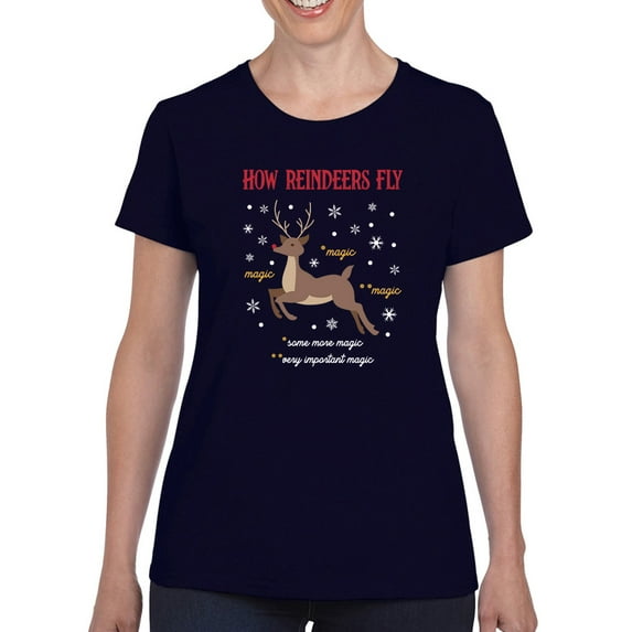 How Reindeers Fly T-Shirt Women -Smartprints Designs, Female 3X-Large