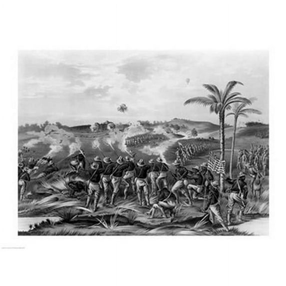 How The Day Was Won Charge of The Tenth Cavalry Regiment at San Juan Hill Santiago Cuba Poster Print - 36 x 24 in. - Large