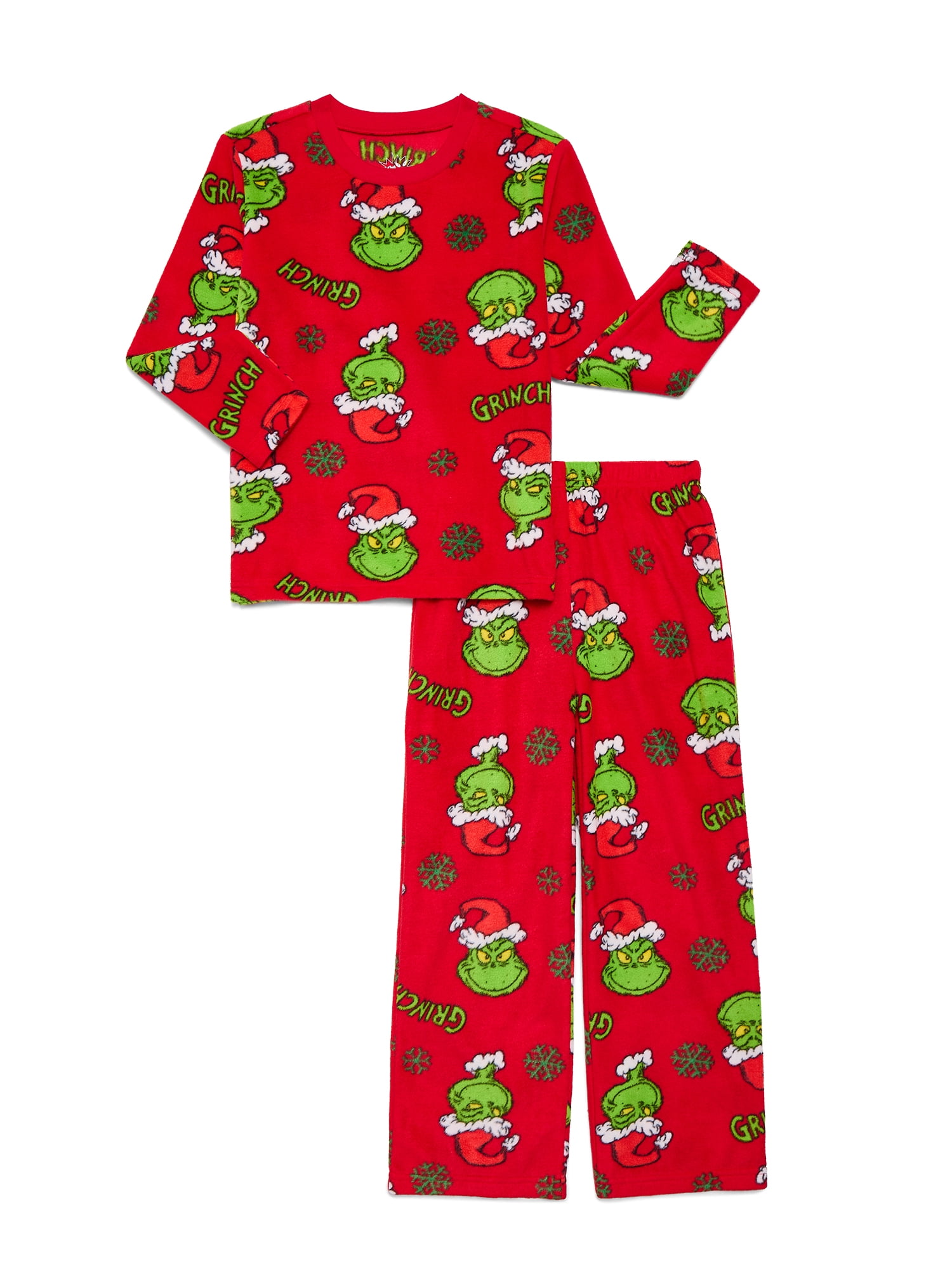 How the Grinch Stole Christmas Holiday Boys Long Sleeve Top and Pants Pajama Set, 2-Piece, Sizes 4-12
