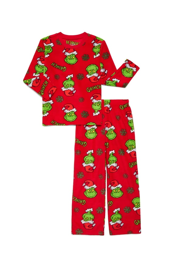 How the Grinch Stole Christmas Holiday Boys Long Sleeve Top and Pants Pajama Set, 2-Piece, Sizes 4-12