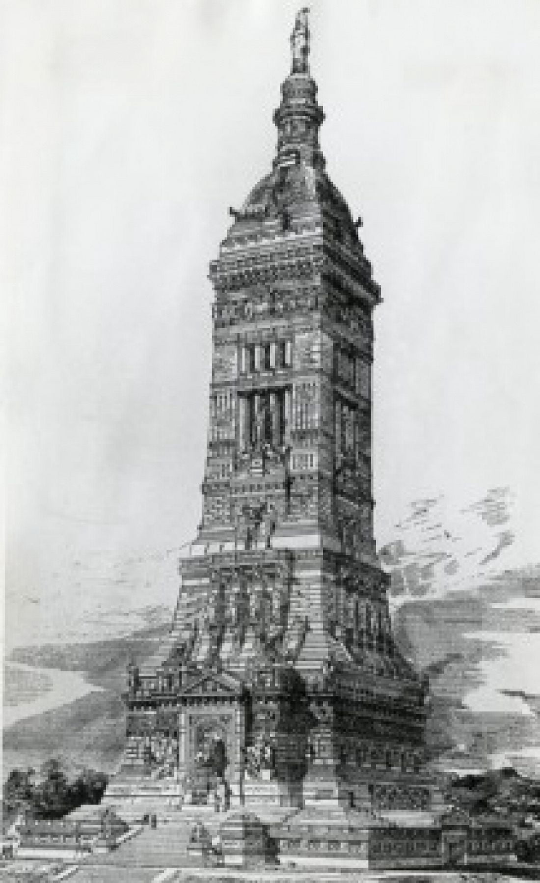 How The Washington Monument Might Have Looked Design For The Monument Submitted In The 1870s 19th Century Artist Unknown Canvas Art - (18 x 24)