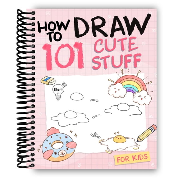 Pre-Owned How To Draw 101 Cute Stuff For Kids: Simple and Easy Step-by-Step Guide Book to Draw Everything like Animals, Gift, Avocado and more with Cute Style