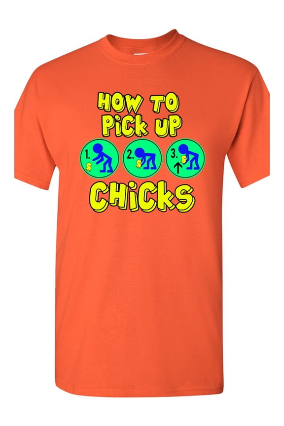 How To Pick Up Chicks Funny Humor DT Adult T-Shirt Tee