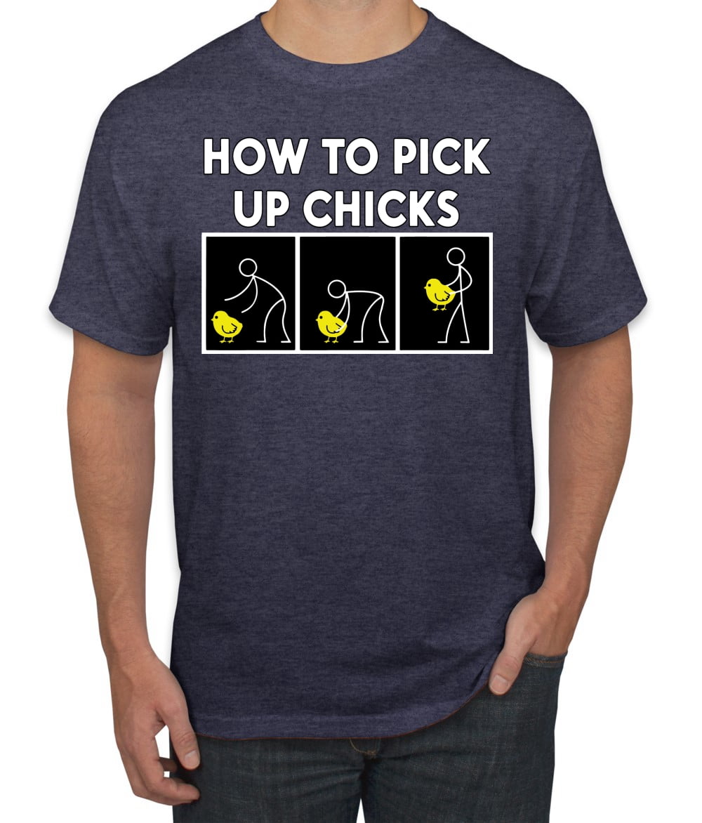 How To Pick Up Chicks Joke Humor Men's Graphic TShirt, Vintage Heather