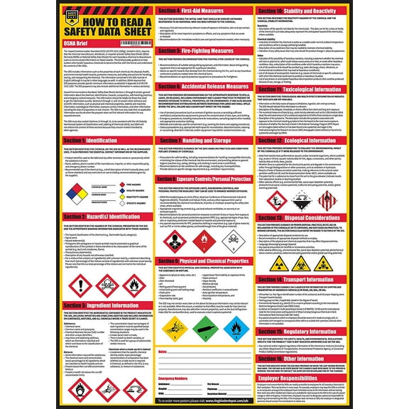 How To Read A Safety Data Sheet (SDS/MSDS) Poster, 24 x 33 Inch,  Multicolor