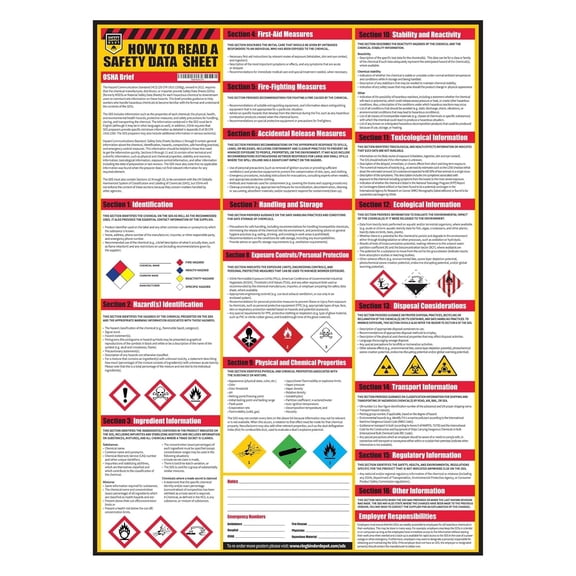 How To Read A Safety Data Sheet (SDS/MSDS) Poster, 24 x 33 Inch,  Multicolor