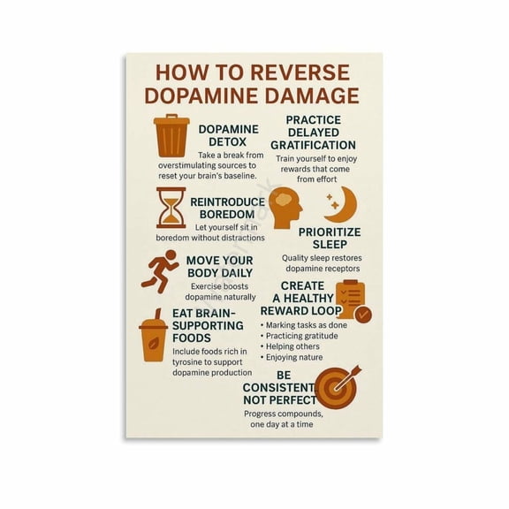 How To Reverse Dopamine Damage Poster (1) Canvas for Living Room Bedroom Decor