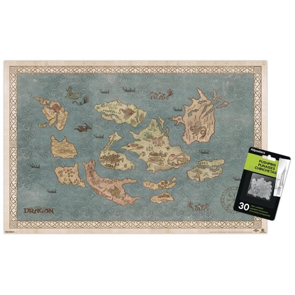 How To Train Your Dragon (2025) - Map Wall Poster with Push Pins, 14.725" x 22.375"