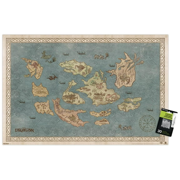 How To Train Your Dragon (2025) - Map Wall Poster with Pushpins, 22.375" x 34"