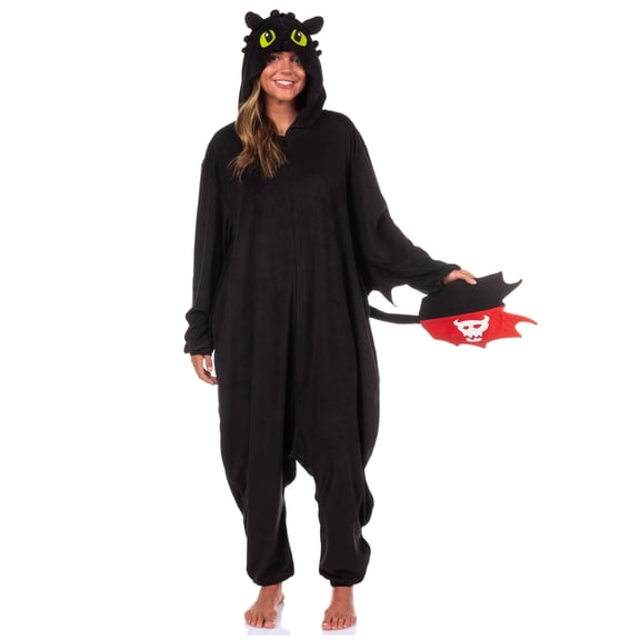 How To Train Your Dragon Adult Toothless Costume Union Suit Hooded Pajama One Piece PJ