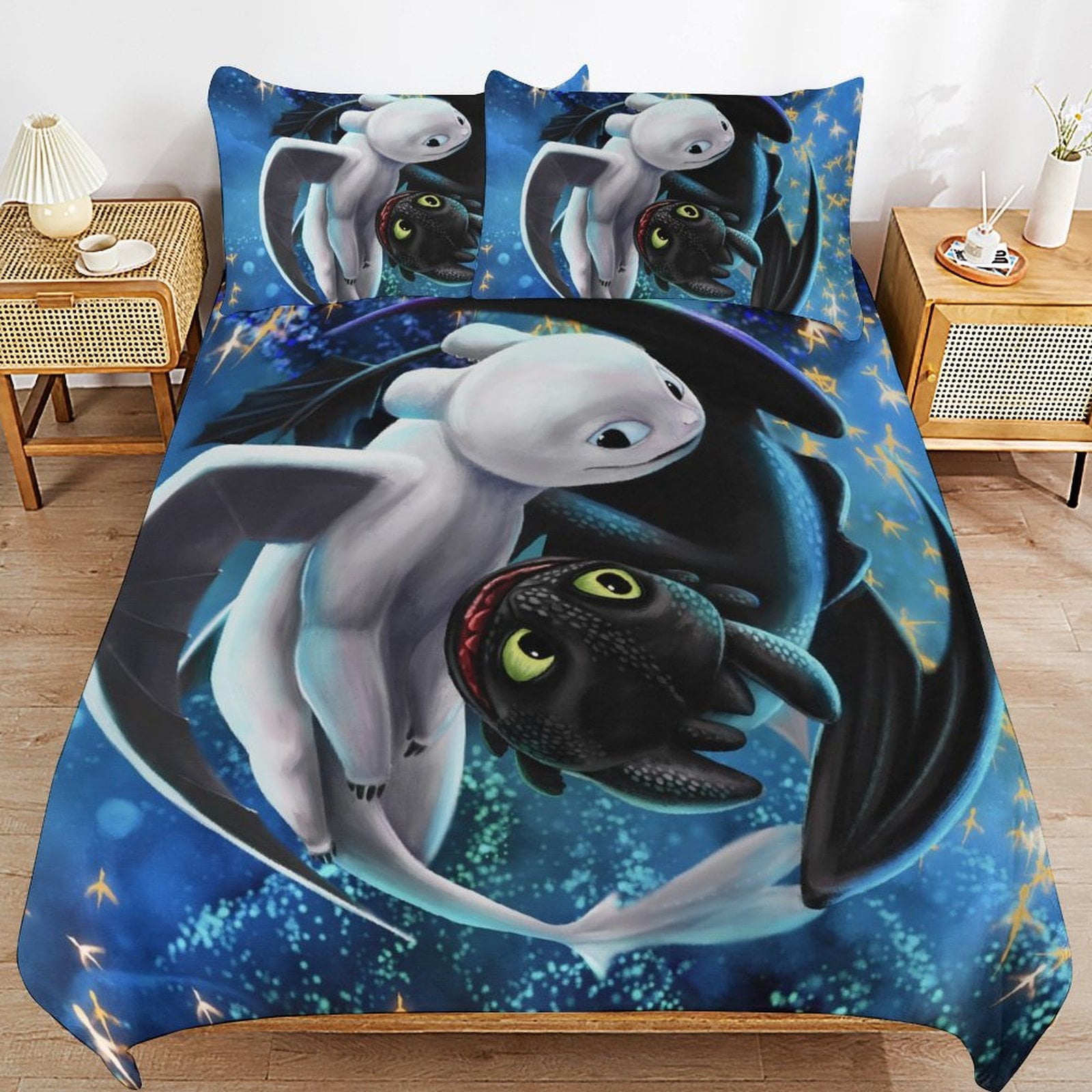 How To Train Your Dragon Bed Duvet Cover Microfiber Bedding Sets 3D Printed Lightweight 3 Piece Comforter Sets 1 Duvet Cover And 2 Pillow Shams for Kids Boys Girls 90 x90 Walmart Business Supplies