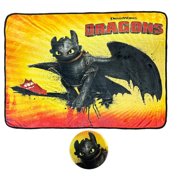 How To Train Your Dragon Blanket With Matching Button Toothless Throw 45" X 60"
