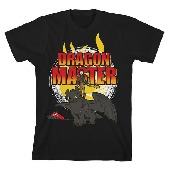How To Train Your Dragon Dragon Master Crew Neck Short Sleeve Boy's Black T-shirt-Medium
