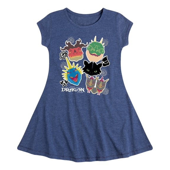 How To Train Your Dragon - Dragons - Toddler And Youth Girls Fit And Flare Cap Sleeve Dress