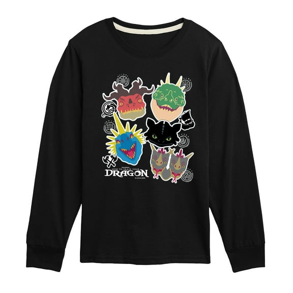 How to Train Your Dragon - Stickers - Youth Boys Long Sleeve Graphic T-Shirt