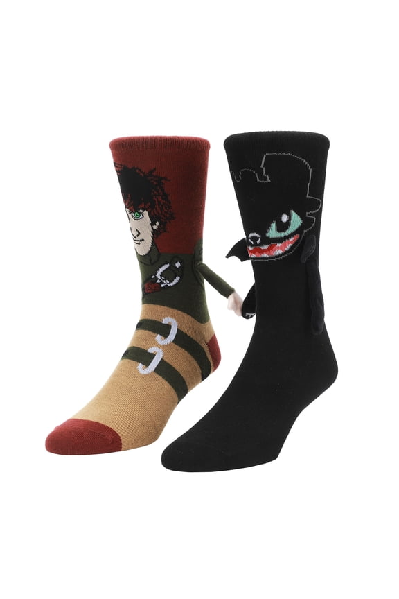 How To Train Your Dragon Hiccup & Toothless Womens Crew Socks With Magnetic Holding Hands