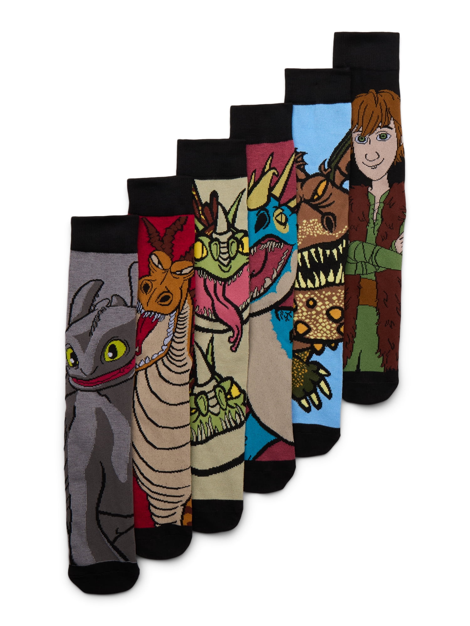 How To Train Your Dragon Men's Crew Socks, 6-Pack, Shoe Sizes 8-12