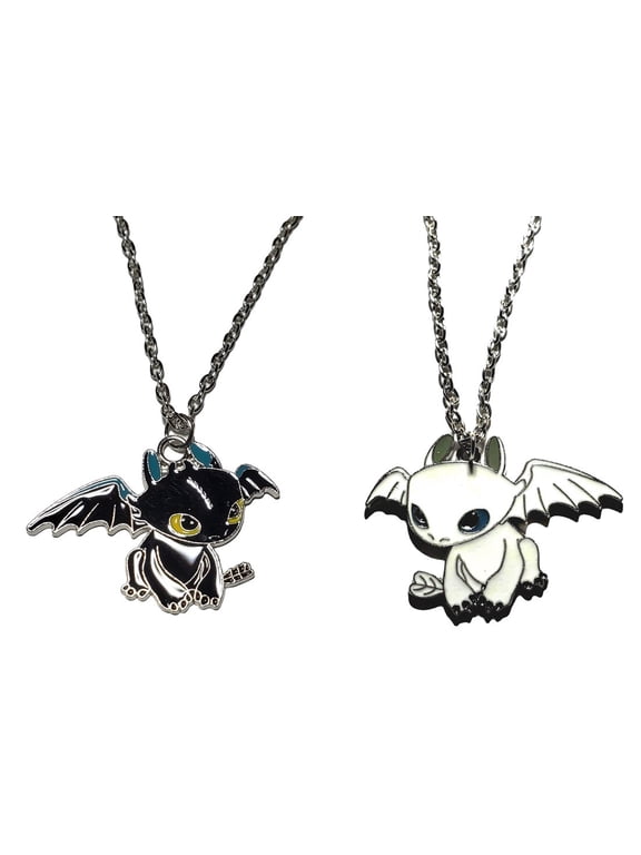 How To Train Your Dragon Night Fury And Light Fury Metal Pendant Necklace Set