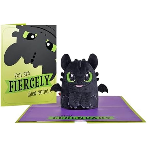 How To Train Your Dragon Plushpop Soft Animal Pop-Up Card for Her - 3D Greeting Card for Mom, Wife, Women - Fiercely Claw-some - 6" x 8" Card