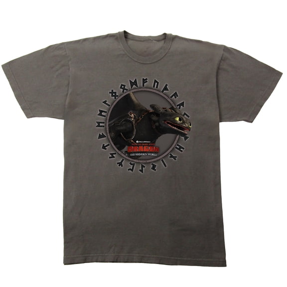 How To Train Your Dragon: The Hidden World Flying Toothless Men's Charcoal Short Sleeve Tee - 3XL
