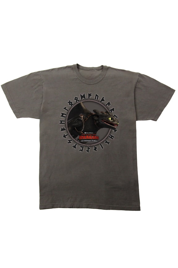 How To Train Your Dragon: The Hidden World Flying Toothless Men's Charcoal Short Sleeve Tee - Medium