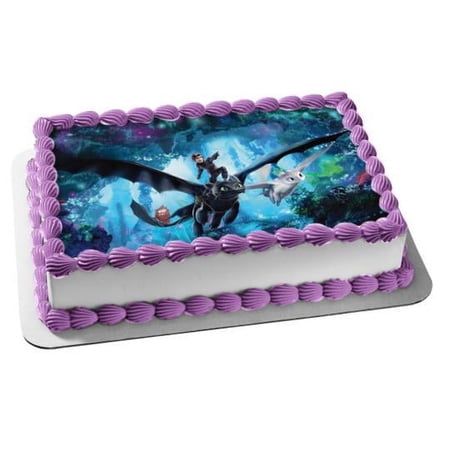 How To Train Your Dragon: The Hidden World Personalized Birthday Edible Frosting Image 1/4 sheet Cake Topper abpid22423
