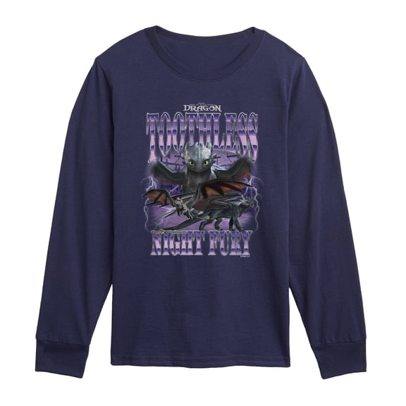 How To Train Your Dragon - Toothless Collage - Youth Long Sleeve Graphic T-Shirt