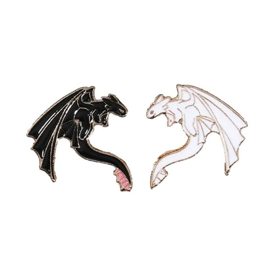 How To Train Your Dragon Toothless and Light Fury Enamel Metal Pin Set of 2