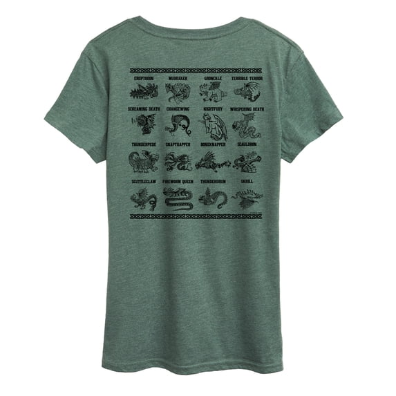 How To Train Your Dragon - Types Of Dragons - Women's Short Sleeve Graphic T-Shirt