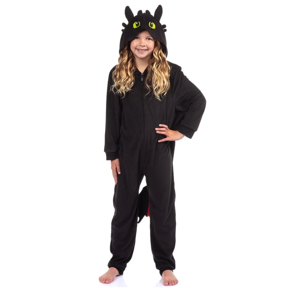 How To Train Your Dragon Union Suit Kids Toothless Hooded One Piece Pajama Sleepwear