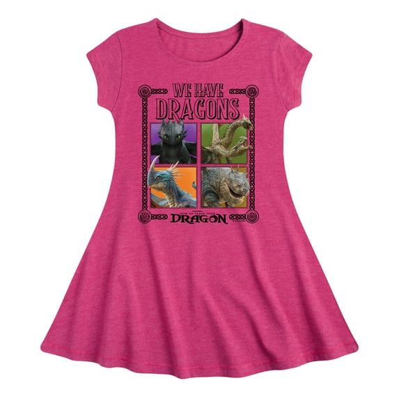 How To Train Your Dragon - We Have Dragons - Toddler And Youth Girls Fit And Flare Cap Sleeve Dress
