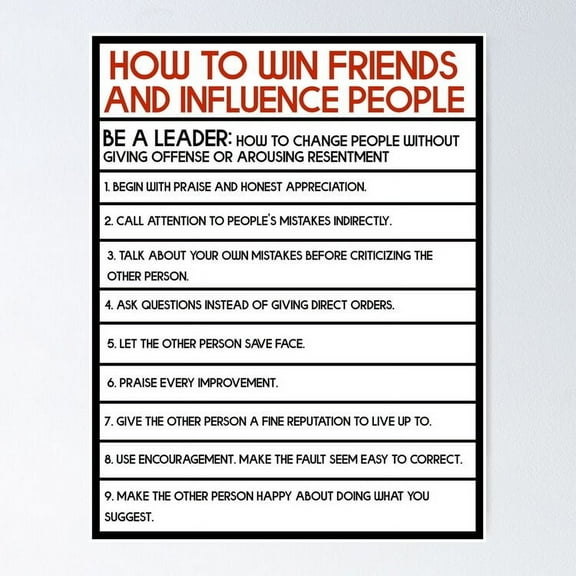 How To Win Friends And Influence People - Be A Leader Poster- Unframed Poster | Wall Art | Perfect For Home Decor & Gifts, 8x12