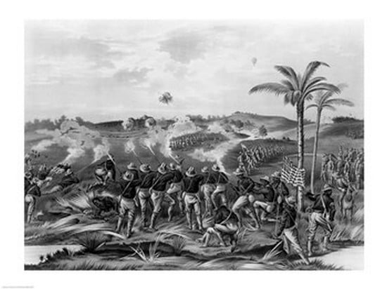 How the Day was Won Charge of the Tenth Cavalry Regiment at San Juan Hill Santiago Cuba Canvas Art - (24 x 18)