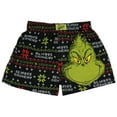 thumbnail image 1 of How the Grinch Stole Christmas Men's Holiday Sleep Always Grinchy Fairisle Cotton Boxer Shorts Underwear Loungewear, 1 of 6