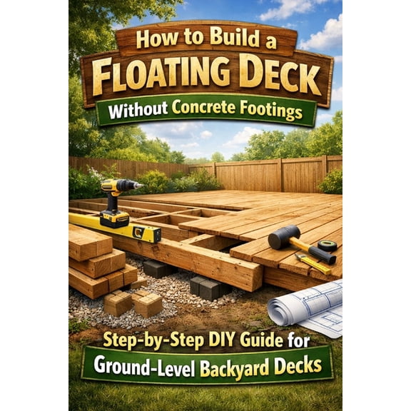 How to Build a Floating Deck Without Concrete Footings: Step-by-Step DIY Guide for Ground-Level Backyard Decks, (Paperback)