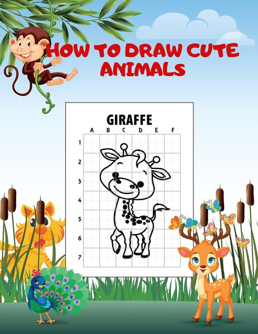 How to Draw Cute Animals: Drawing And Coloring Book For Kids 100 Pages ...