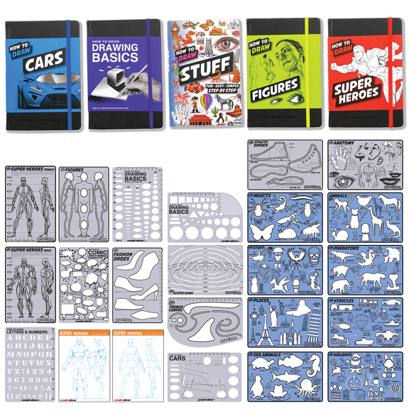 How to Draw Sketchbook and Stencil Combo Pack Set