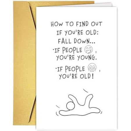 How to Find Out If You're Old Funny Greeting Card - Blank Inside with Gold Envelope - Perfect for Birthdays & Laughs