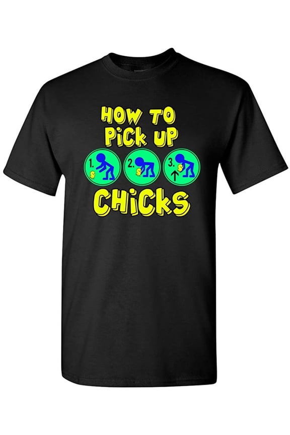 How to Pick Up Chicks Funny Humor DT Adult T-Shirt Tee