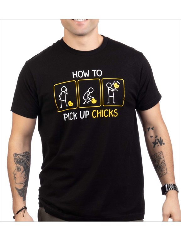 How to Pick up Chicks Funny Tee For Men Summer Crew Neck Men Graphic Tees Round Neck Short Sleeve Tops