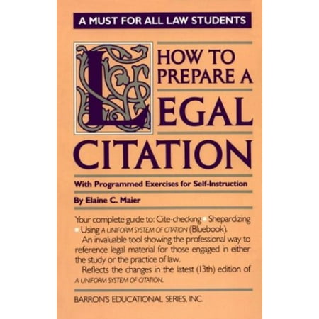 Pre-Owned How to Prepare a Legal Citation (Paperback) 0812029607 9780812029604
