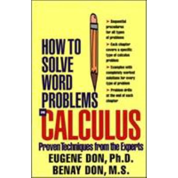 Pre-Owned How to Solve Word Problems in Calculus (Paperback) by Eugene Don, Benay Don